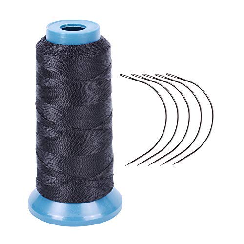 ياتشيو خيط نسج الشعر مع إبر C/J/I/T، طول 1500 ياردة، خيط بوليستر بقوة 210 D، خيط خياطة لصنع الشعر المستعار، طقم وصلات الشعر (أسود) - Image 2